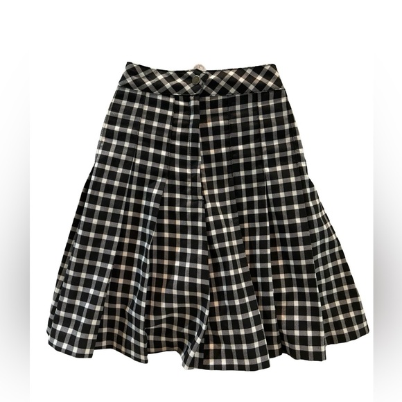 Divided H&M Pleated A-Line Skirt Black White Check Plaid - Picture 3 of 5